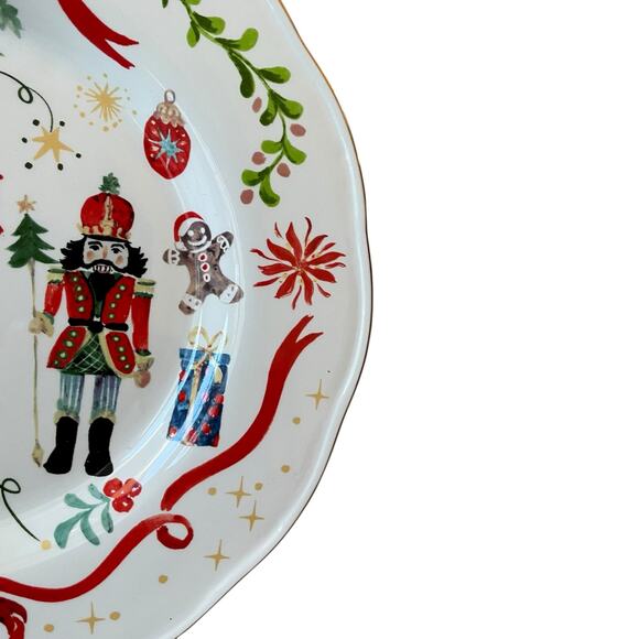 Christmas NUTCRACKER RED BOW Dinner Plates 11" Ceramic Set of 5 Dwell Essentials - Picture 10 of 14
